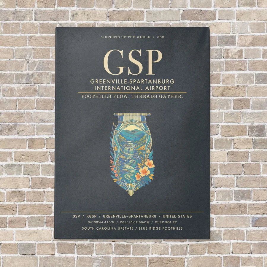 Greenville-Spartanburg International Airport GSP - Canvas Framed - Gray