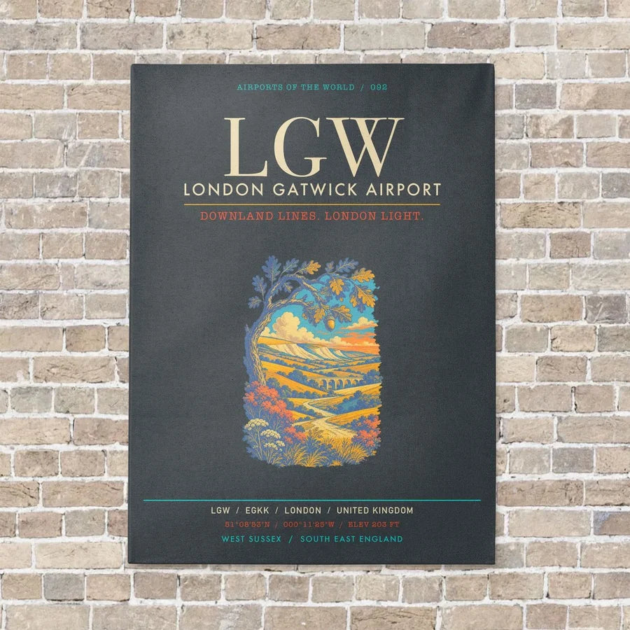 London Gatwick Airport LGW - Canvas Framed - Gray
