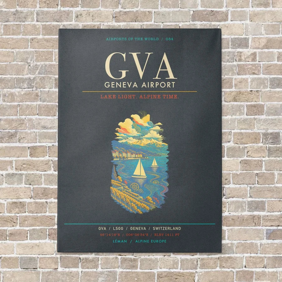 Geneva Airport GVA - Canvas Framed - Gray