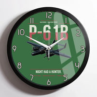 Thumbnail for P-61B Black Widow design on green framed wall clock