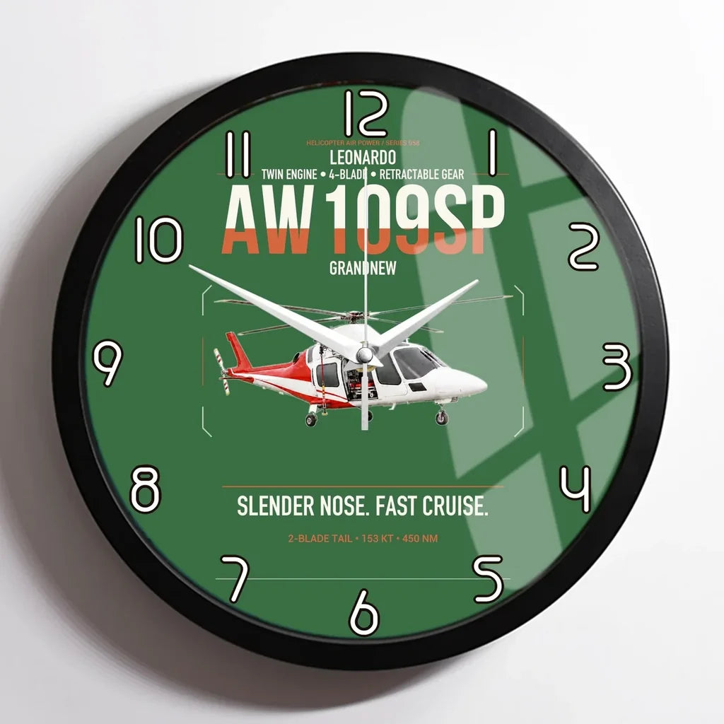 Leonardo AW109SP GrandNew design on green framed wall clock