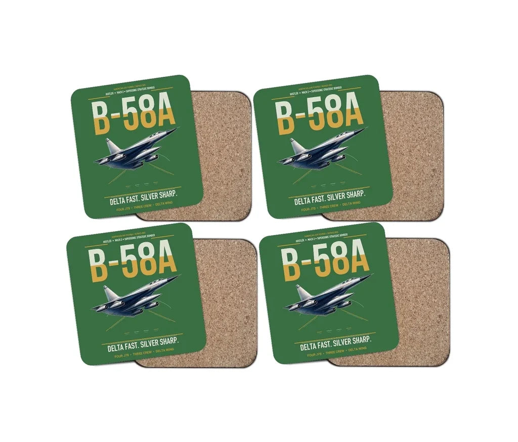 B-58A Hustler design on green 4 pieces set coaster
