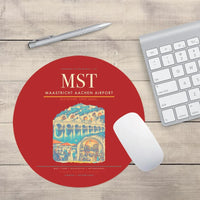 Thumbnail for Maastricht Aachen Airport (MST) design on red round mouse pad