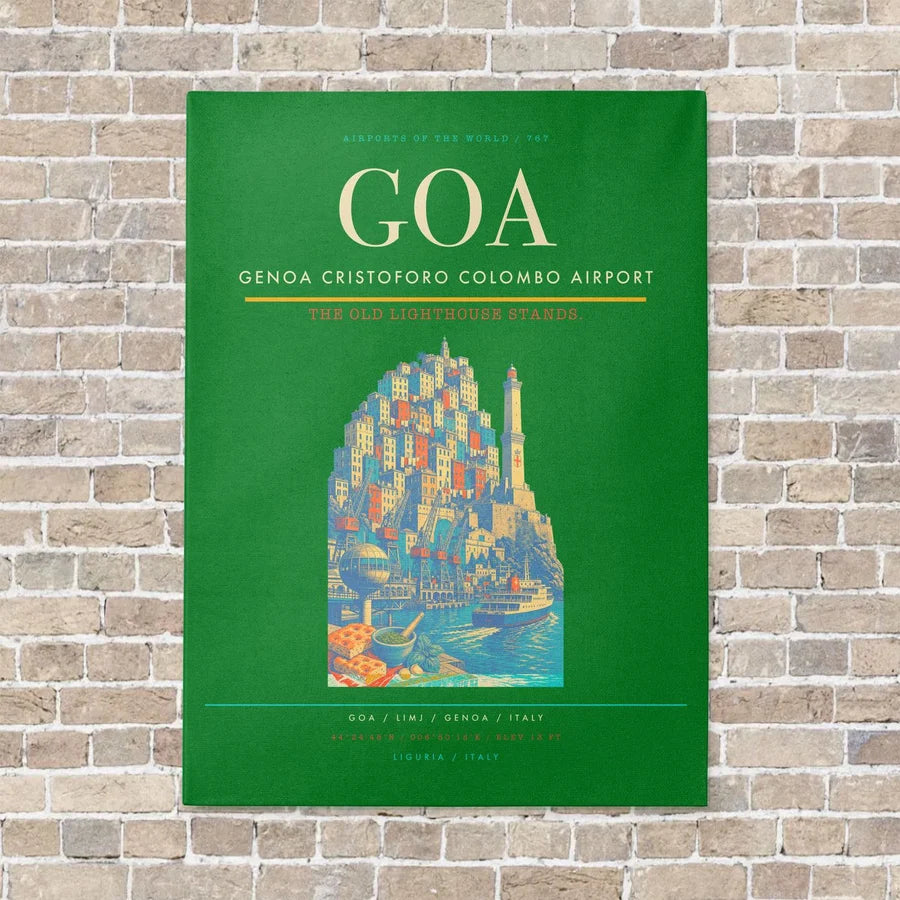 Genoa Cristoforo Colombo Airport GOA vertical canvas print - no frame - green background