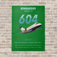 Thumbnail for Bombardier Challenger 604 vertical canvas print - no frame - green background