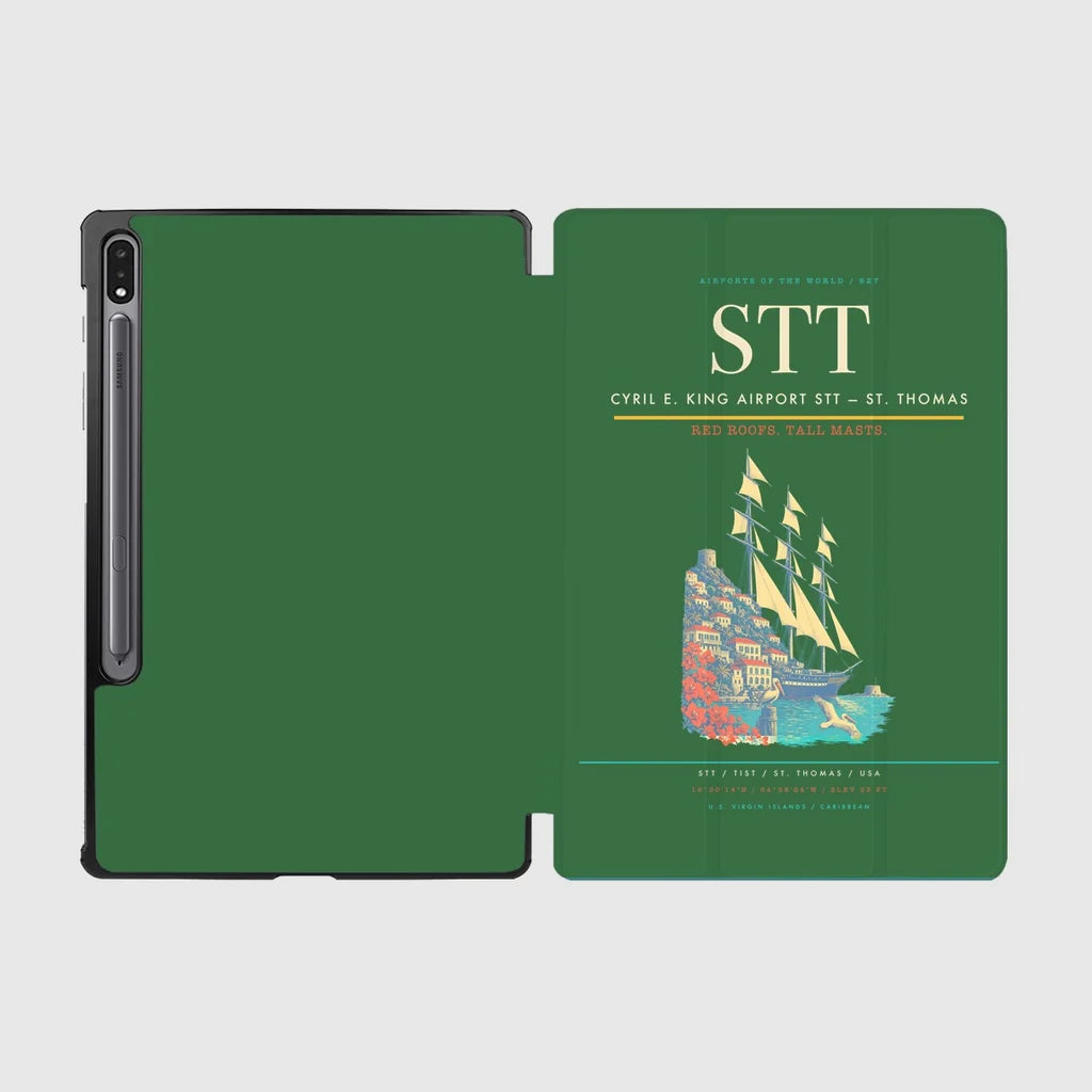 Cyril E. King Airport (STT) design on green samsung tablet tablet case