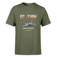 Thumbnail for EC-130H Compass Call design on green army double-side t-shirt, single-side print