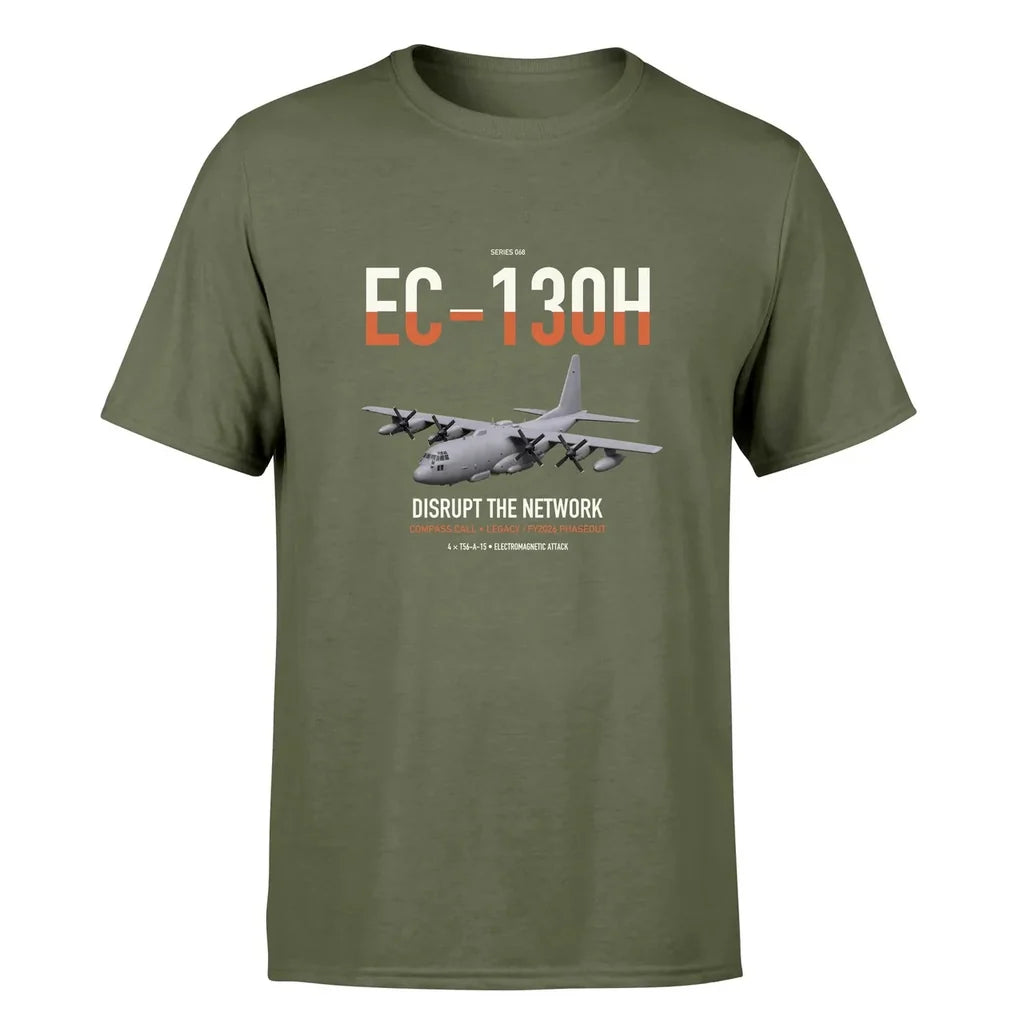 EC-130H Compass Call design on green army double-side t-shirt, single-side print