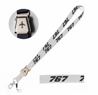 Thumbnail for Boeing 767 Flat Text seat belt lanyard - white