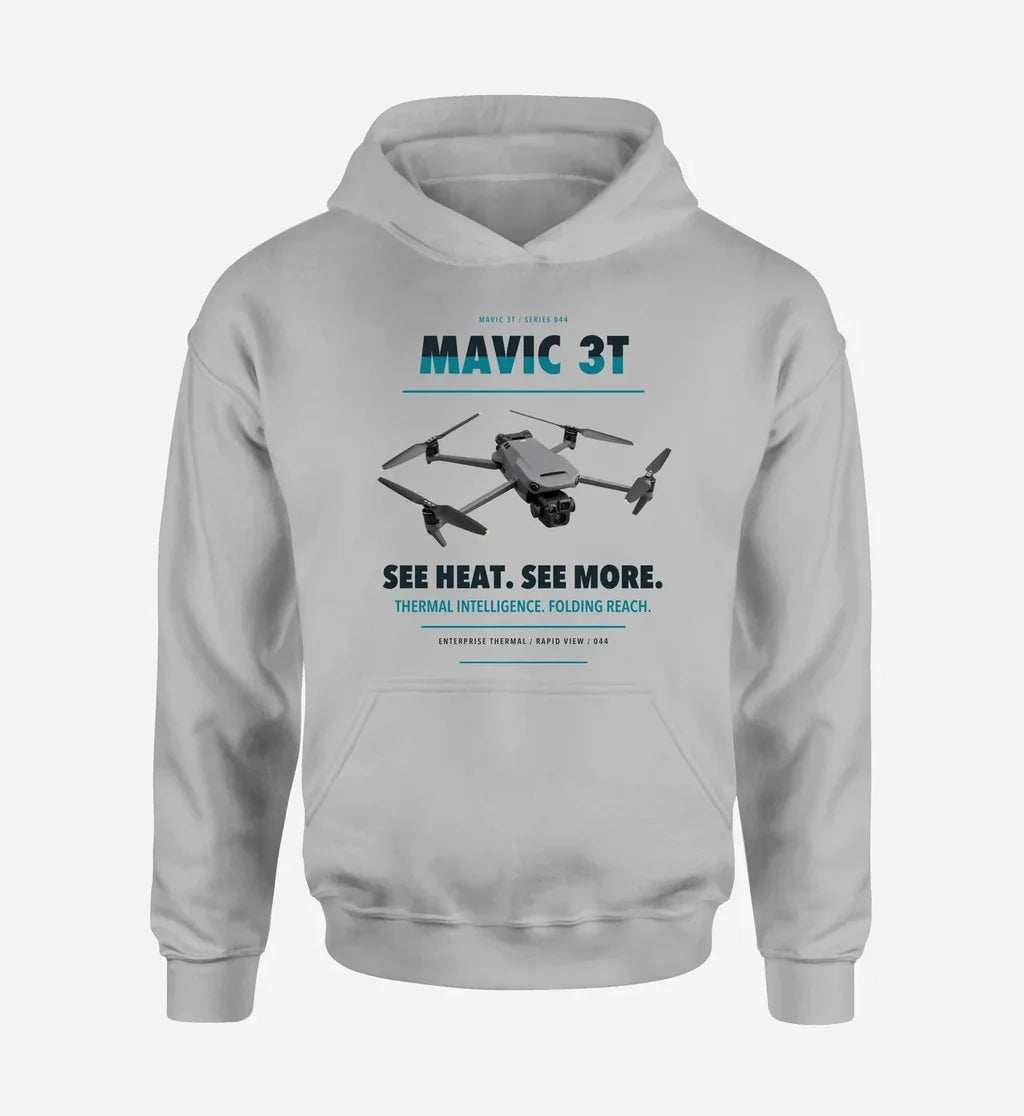 DJI Mavic 3 Thermal design on light gray hoodie single side