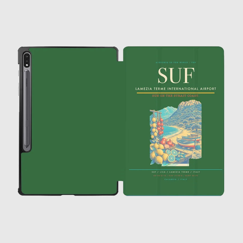 Lamezia Terme International Airport (SUF) design on green samsung tablet tablet case