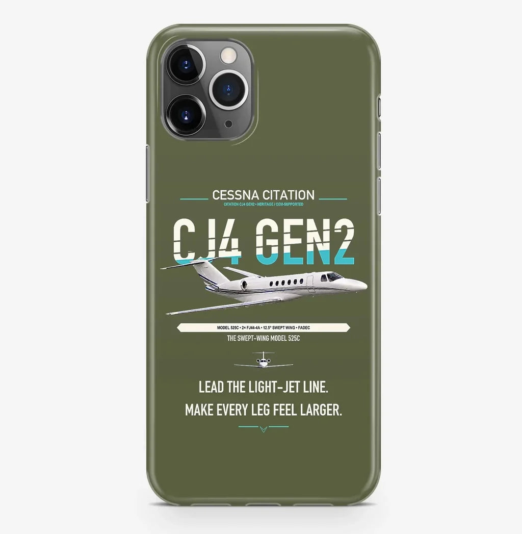 Cessna Citation CJ4 Gen2 design on green army magsafe iphone case, for iPhone Pro Max