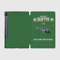 Thumbnail for Aérospatiale SA 316B Alouette III design on green samsung tablet tablet case