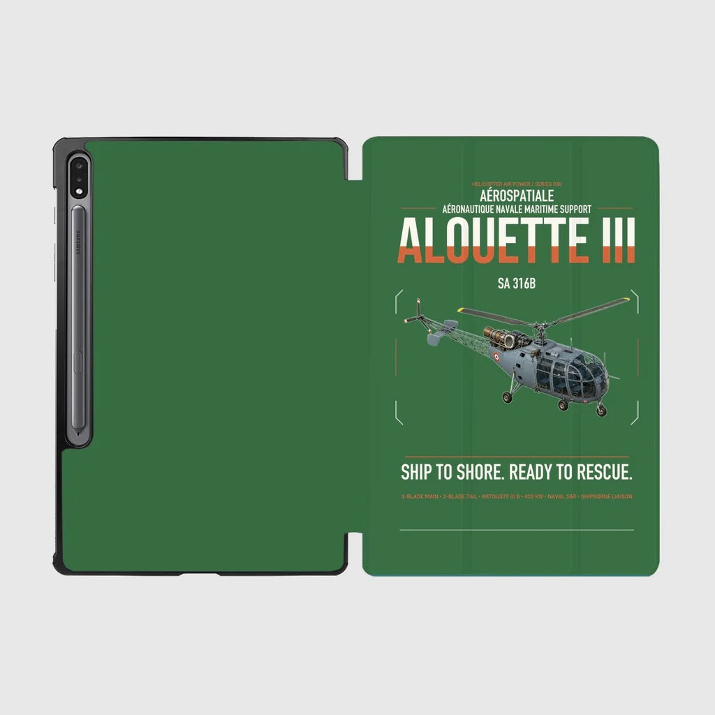 Aérospatiale SA 316B Alouette III design on green samsung tablet tablet case