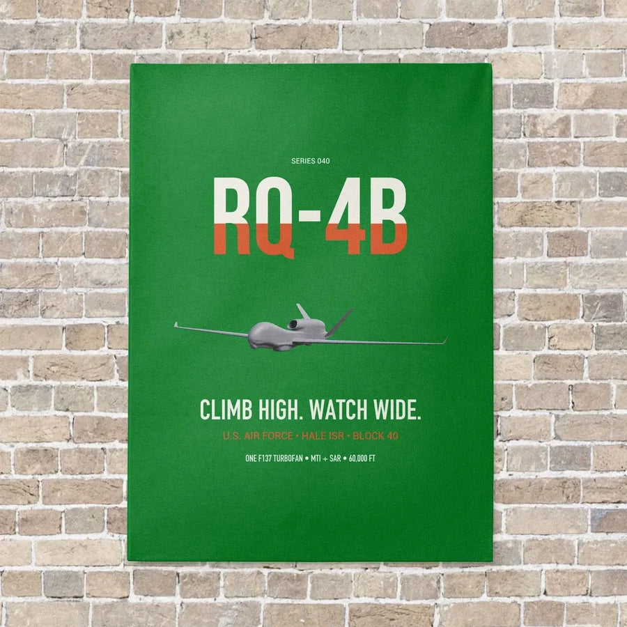 RQ-4B Global Hawk vertical canvas print - no frame - green background