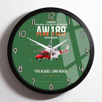 Thumbnail for Leonardo AW189 design on green framed wall clock