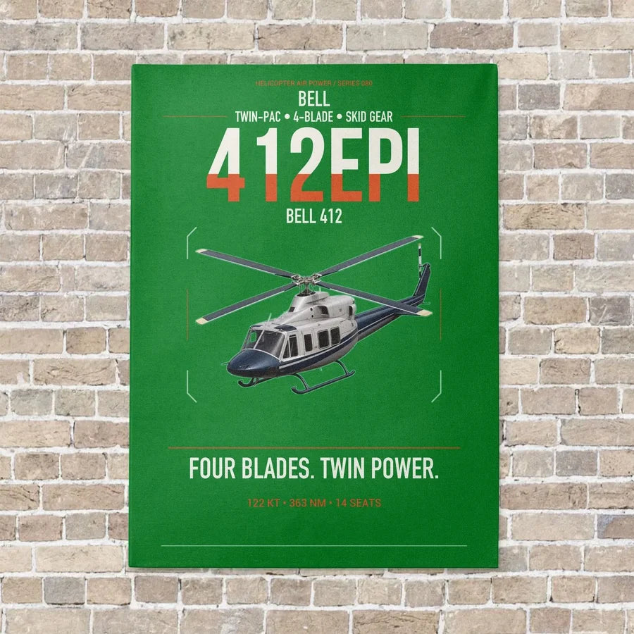 Bell 412EPI vertical canvas print - no frame - green background