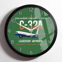 Thumbnail for C-32A Air Force Two Global Reach design on green framed wall clock