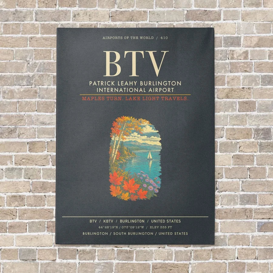 Patrick Leahy Burlington International Airport BTV - Canvas Framed - Gray
