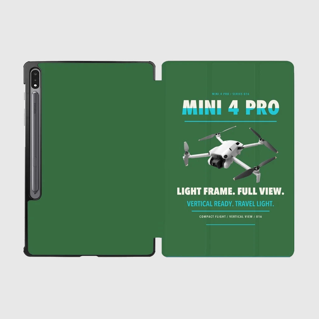 DJI Mini 4 Pro design on green samsung tablet tablet case