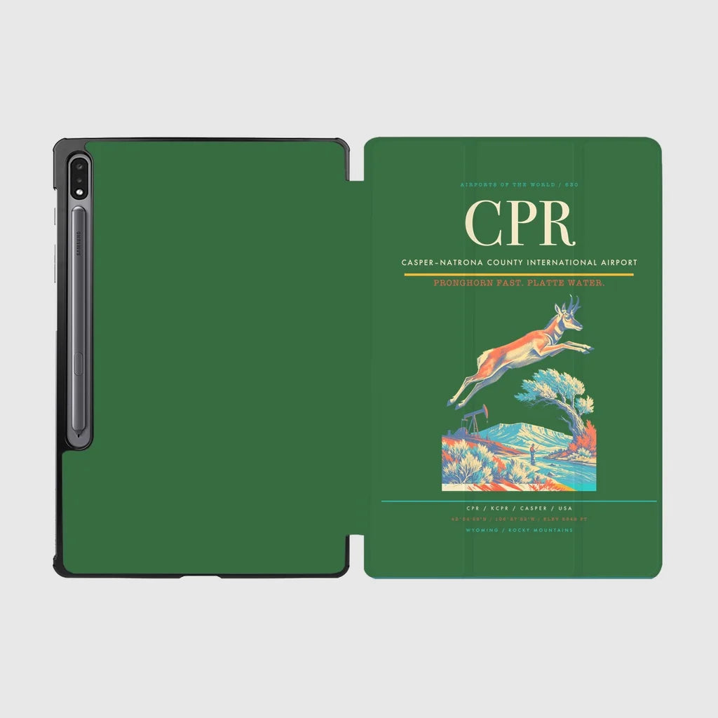 Casper–Natrona County International Airport (CPR) design on green samsung tablet tablet case