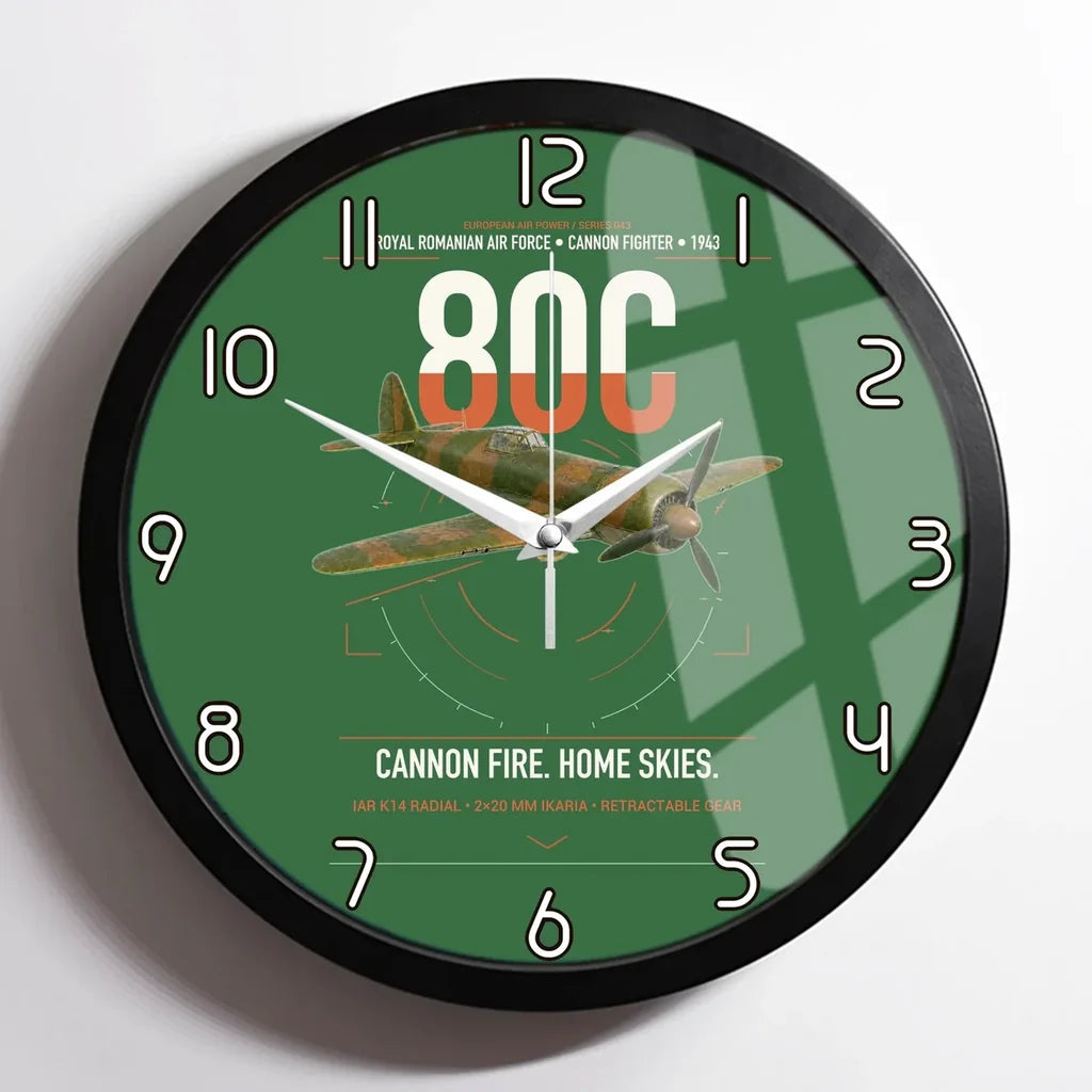 IAR 80C design on green framed wall clock