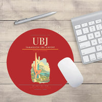 Thumbnail for Yamaguchi Ube Airport (UBJ) design on red round mouse pad