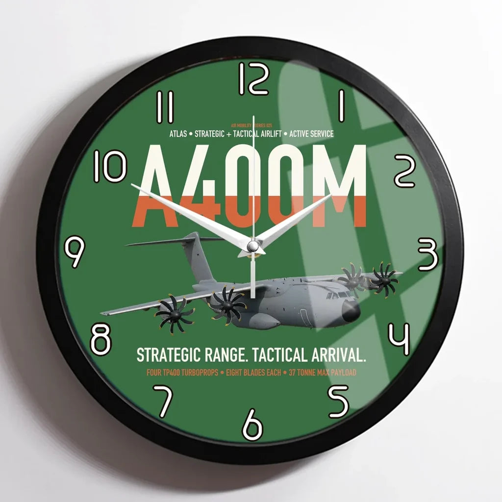 Airbus A400M Atlas design on green framed wall clock