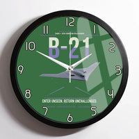 Thumbnail for B-21 Raider design on green framed wall clock