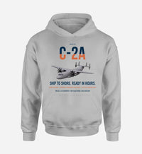 Thumbnail for C-2A Greyhound design on light gray double-side hoodie, single-side print