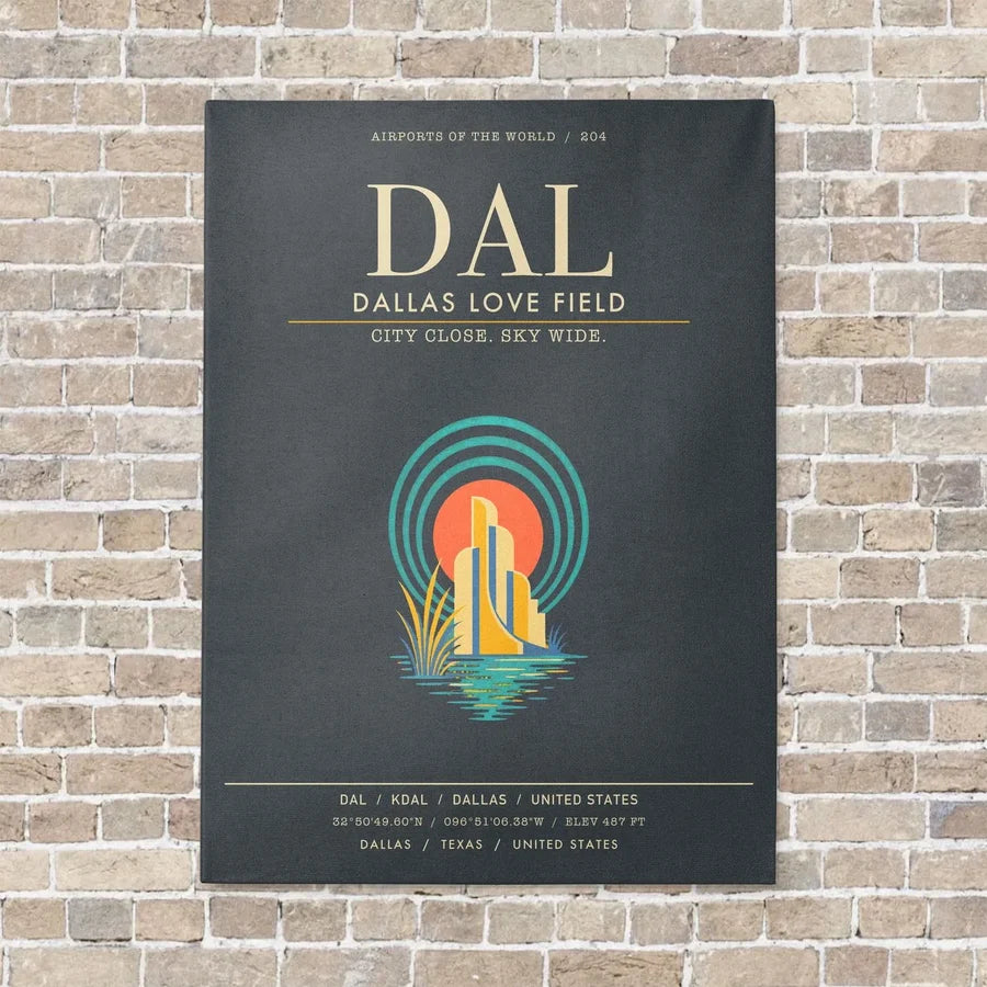 Dallas Love Field DAL - Canvas Framed - Gray