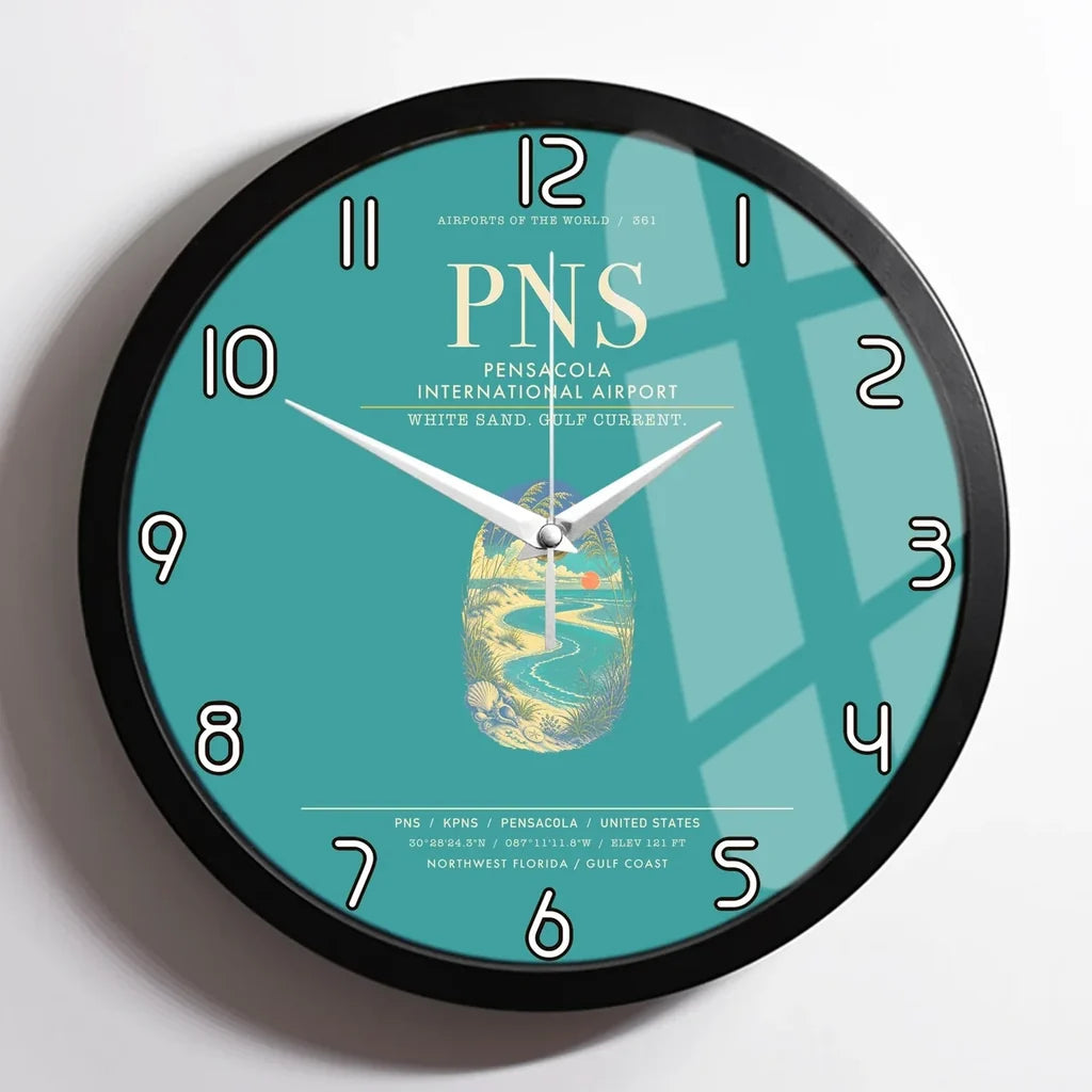 Pensacola International Airport PNS Wall-Clock Framed - Turquoise