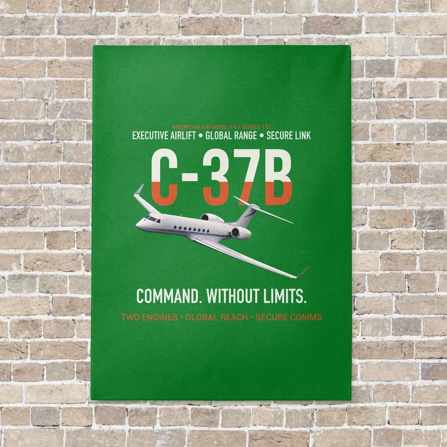 C-37B Global Command Link vertical canvas print - no frame - green background