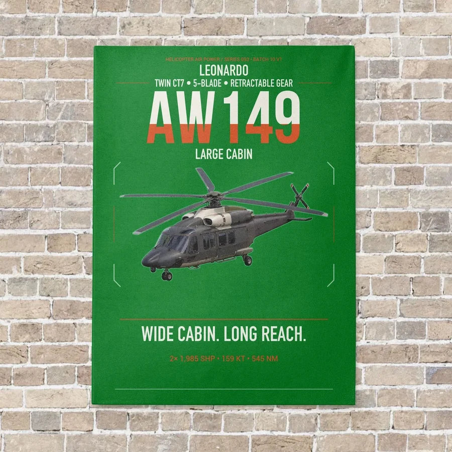 Leonardo AW149 vertical canvas print - no frame - green background