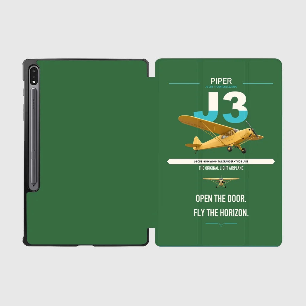 Piper J-3 Cub design on green samsung tablet tablet case
