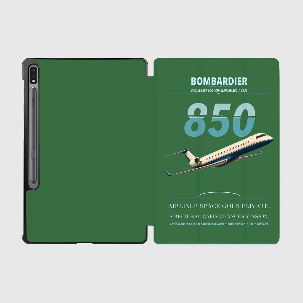 Bombardier Challenger 850 design on green samsung tablet tablet case