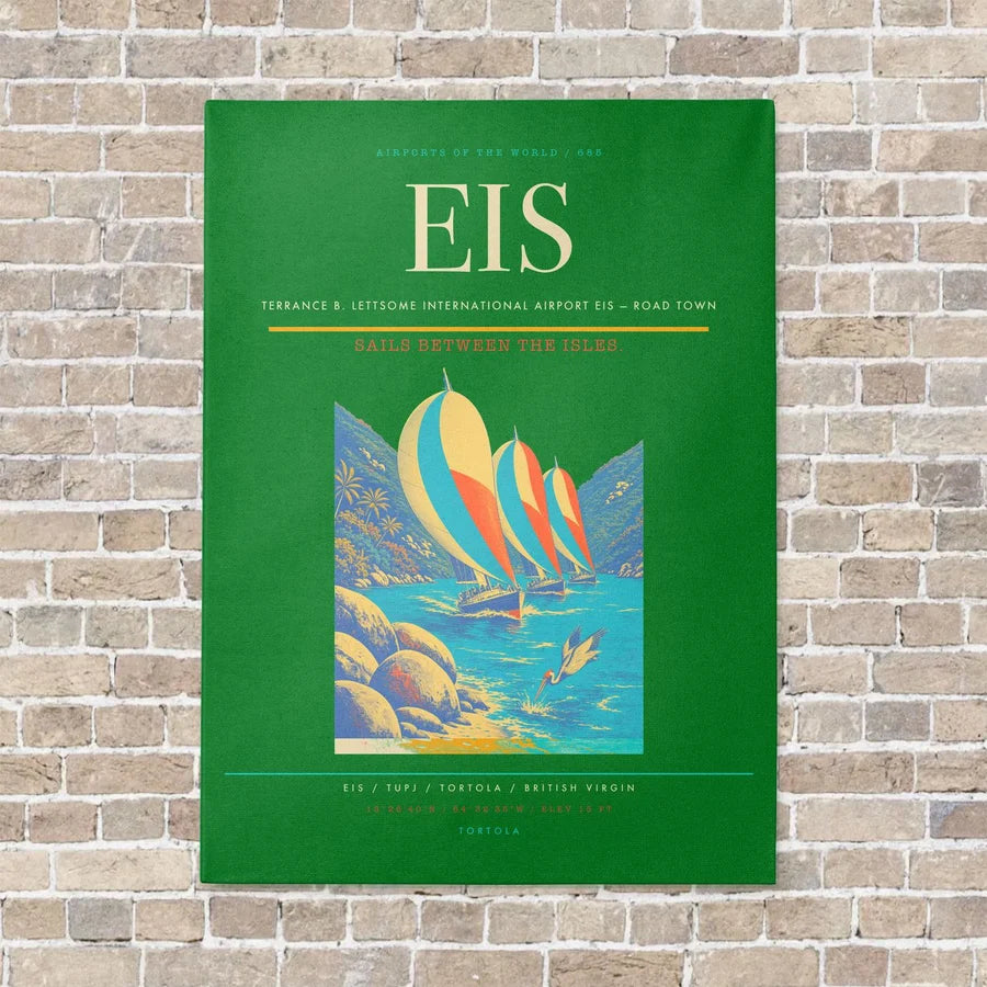 Terrance B. Lettsome International Airport EIS — Road Town vertical canvas print - no frame - green background
