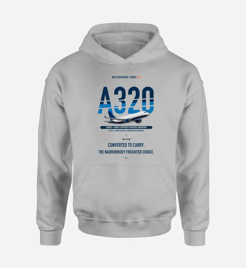 Airbus A320P2F design on light gray hoodie single side