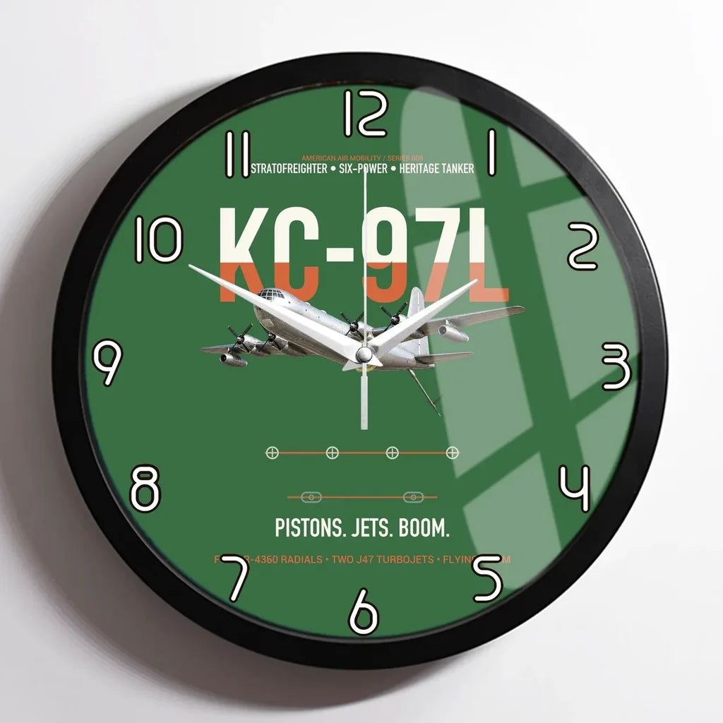 KC-97L STRATOFREIGHTER design on green framed wall clock