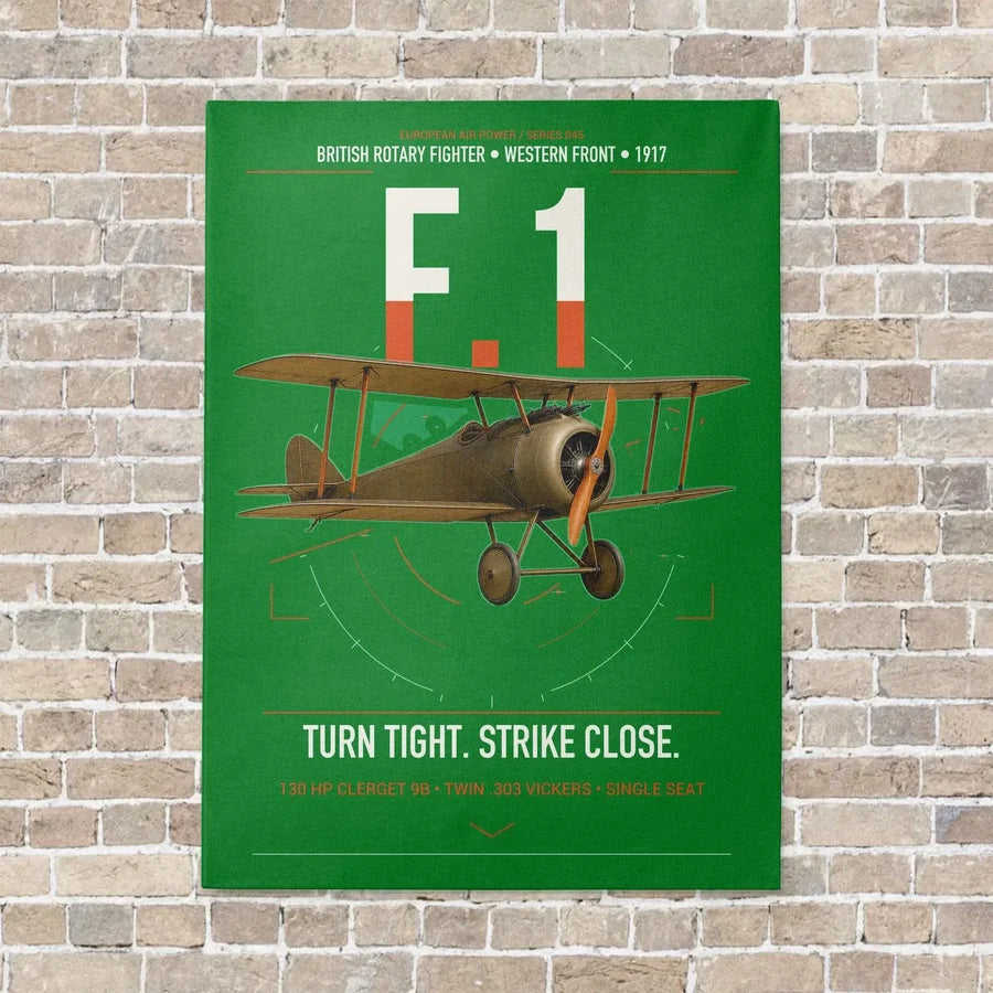 Sopwith Camel F.1 vertical canvas print - no frame - green background