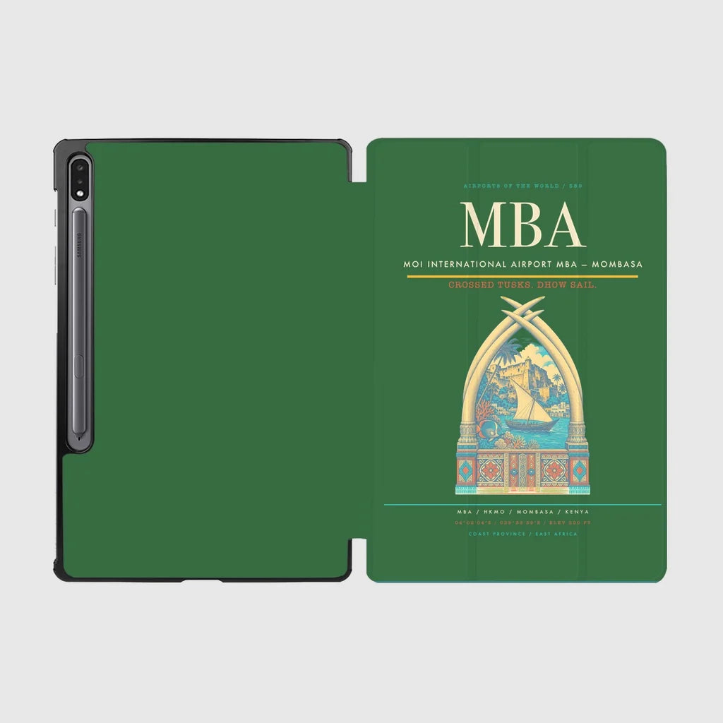Moi International Airport (MBA) design on green samsung tablet tablet case