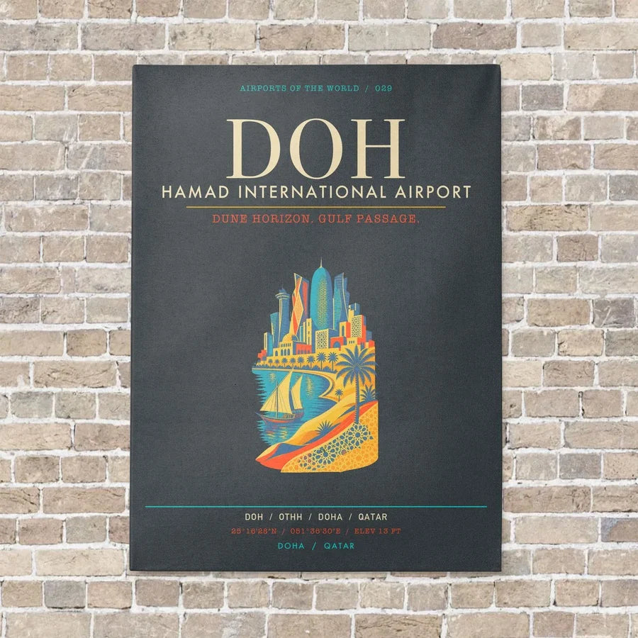 Hamad International Airport Doha DOH - Canvas Framed - Gray