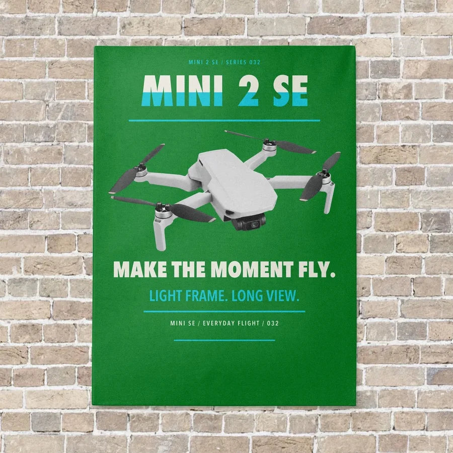 DJI Mini 2 SE vertical canvas print - no frame - green background