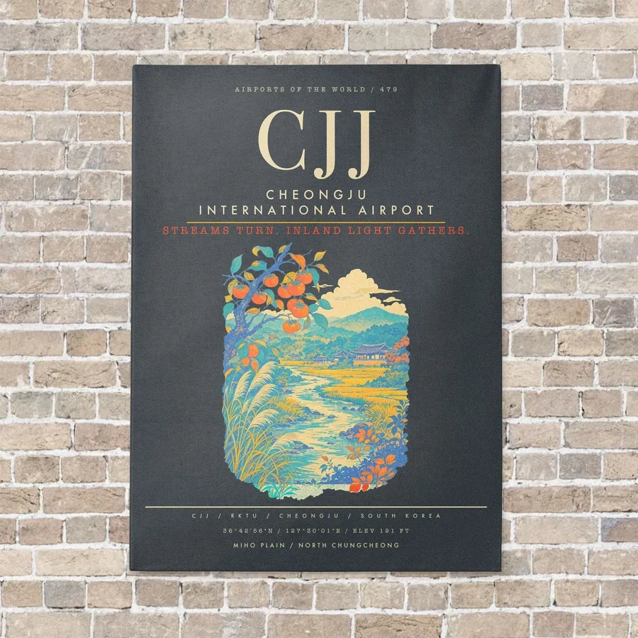 Cheongju International Airport CJJ - Canvas Framed - Gray