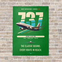 Thumbnail for Boeing 737-300 Classic vertical canvas print - no frame - green background