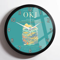 Thumbnail for Okayama Momotaro Airport OKJ Wall-Clock Framed - Turquoise