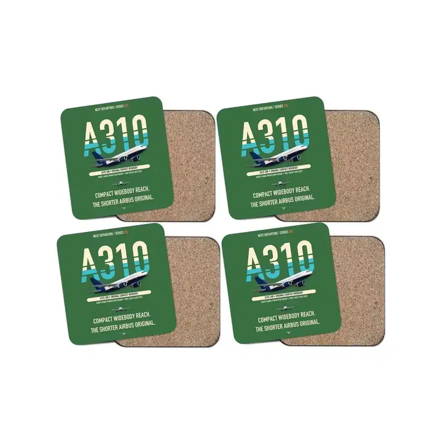 Airbus A310-200 design on green 4 pieces set coaster