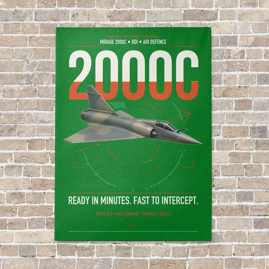 Dassault Mirage 2000C RDI vertical canvas print - no frame - green background