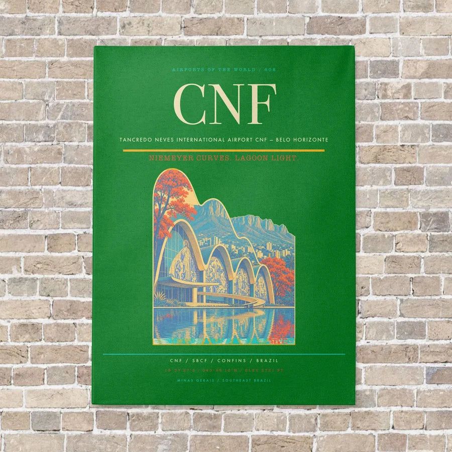 Tancredo Neves International Airport CNF — Belo Horizonte vertical canvas print - no frame - green background