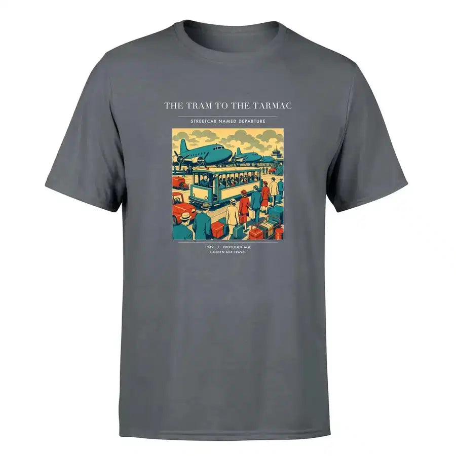 VINTAGE G4372 - The Tram To The Tarmac - Premium T-Shirt design on gray premium t shirt